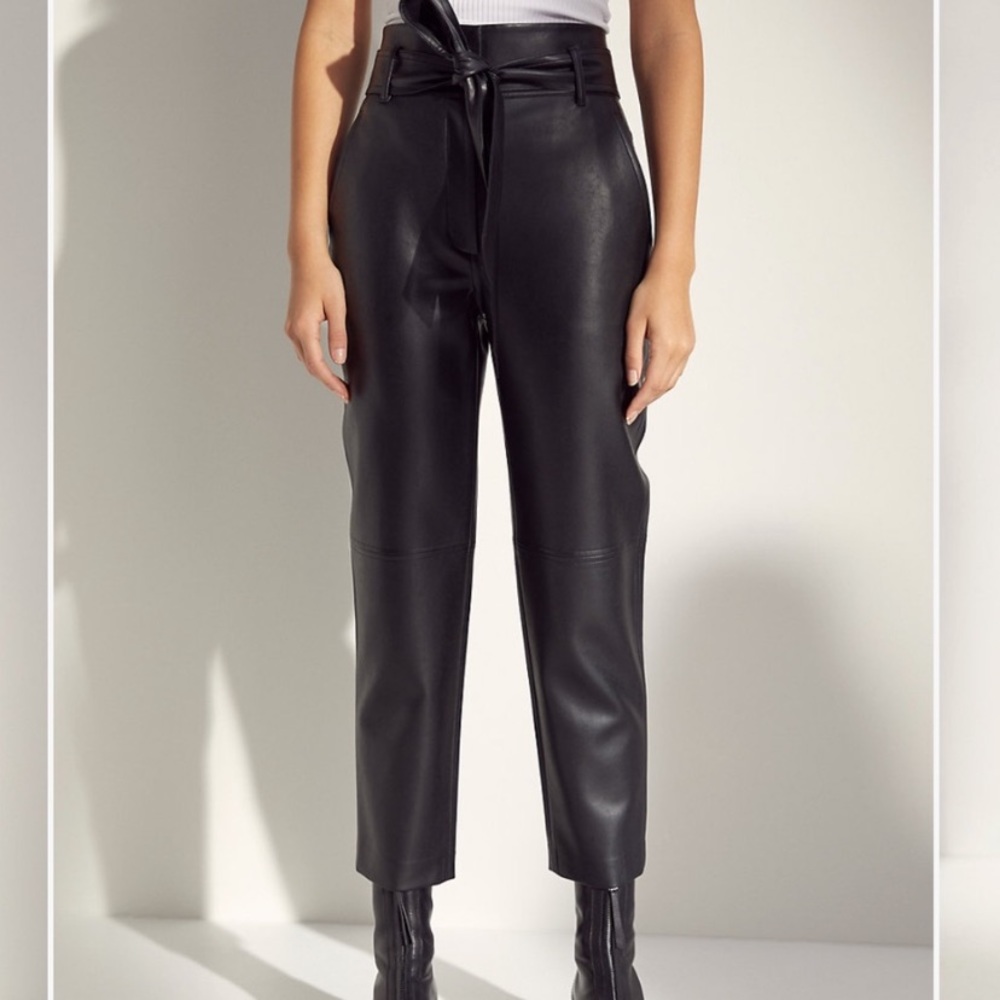 Aritzia vegan leather high tie pants